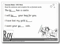 consonant blends CVCC word resources homework worksheet